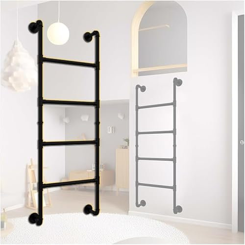 HJDSUDU Notausstiegsleiter für den Keller, an der Wand montierte Etagenbettleiter aus Schmiedeeisen für den Dachboden, Tragkraft 300 Pfund, für Hochbett, Deck, Wohnmobil,170cm/66.9in