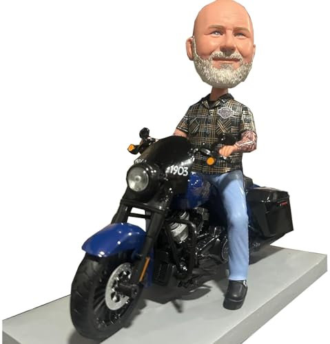 Helgee Wackelkopf Ein Mann Reiten Ein Motorrad Custom Wackelkopf, Personalisierte Custom Full, Actionfigur Basierend auf Ihrem Foto, Individuelle Personalisierte Einzigartige Handgemachte