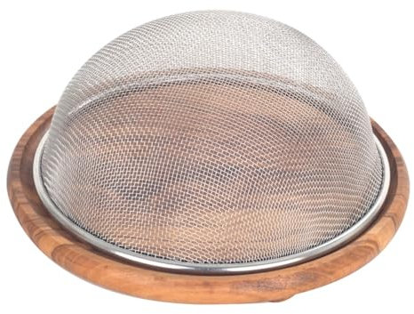 Plateau à fromages en Bois d'olivier avec Cloche en métal, diamètre 21 cm