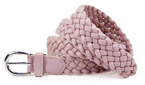 Gloop dam flätat bälte smalt höftbälte en storlek bälte passar bra för kjol klänning jacka och jeans 3 cm brett, Dämpad rosa, 100
