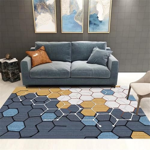 RUGMRZ Schalldichter Teppich Decoration Bedroom Arbeitszimmer Rechteckiger Blauer Schlafzimmer Anti-Rutsch-Teppich Verschleißfest 140X220Cm 4Ft 7.1''X7Ft 2.6''