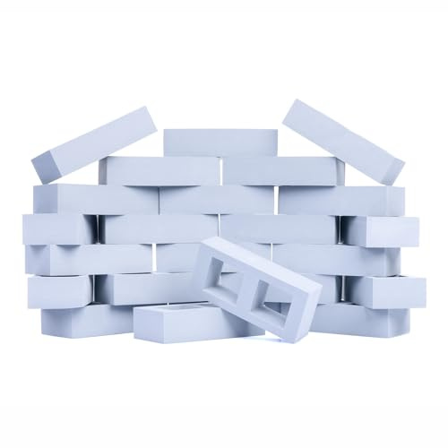 Bluecaps - Set di mattoncini in schiuma per bambini, costruisci immaginazione, abilità e forza attraverso il gioco interno/esterno (mattoni grigi, 24, conteggio)