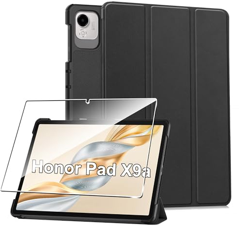 Rojeuinn Hülle für Honor Pad X9a 11.5 2025 Tablette Case Cover+ 1 Stücks Schutzglas Schutzfolie -Schwarz