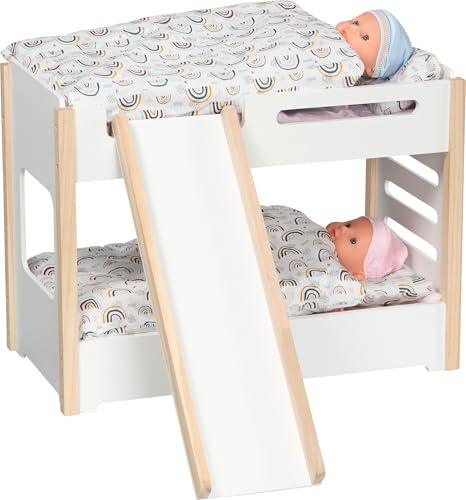 goki 51451 - Letto a Castello con Scivolo - Letto Stabile in Legno per Due Bambole