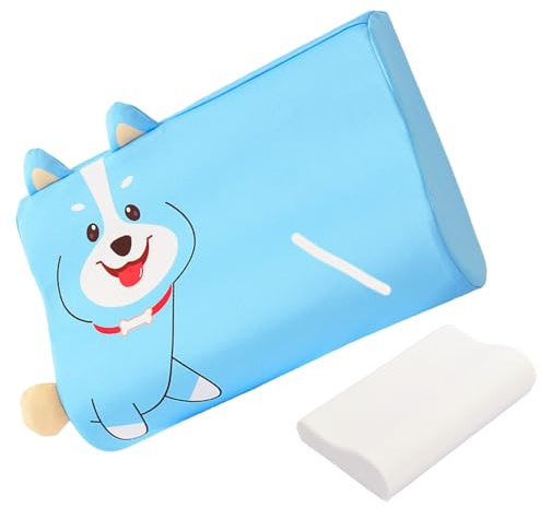 Eojpdji Almohadas Infantiles para Dormir,Almohada Transpirable para Niños Pequeños - Cojín Ergonómico con Patrón de Animales de Dibujos Animados para Sofá, Viaje, Hogar, Escuela, Cuna y