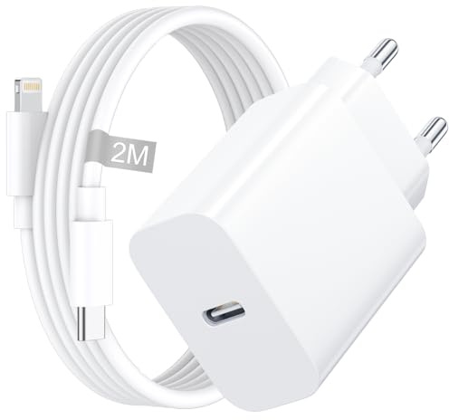 Chargeur Rapide iPhone [Certifié Apple MFi], Chargeur iPhone avec Câble Lightning 2M pour iphone 14/13/12/11/ Pro Max/XS/X/SE/8/iPad, 20W Chargeur USB C Rapide Prise Secteur USB C Adaptateur