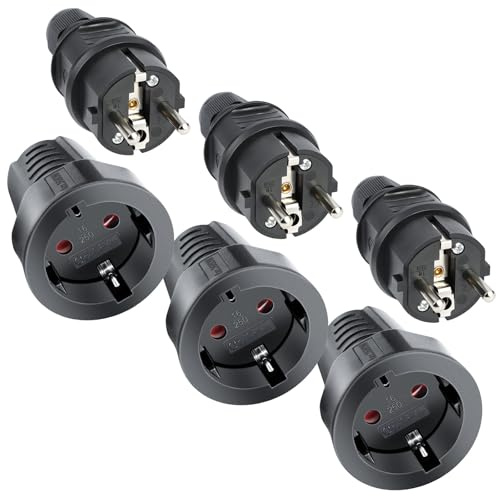 AXFEE 2 Pezzi Spina Schuko 250V 16A, Spina Schuko Volante In Gomma- Nero