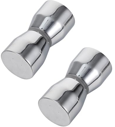 GLEAVI Lot de 2 poignées doubles encastrées pour porte de douche en verre, poignée à un trou argentée, accessoires pour salle de bain, installation facile, compatible cabine de douche