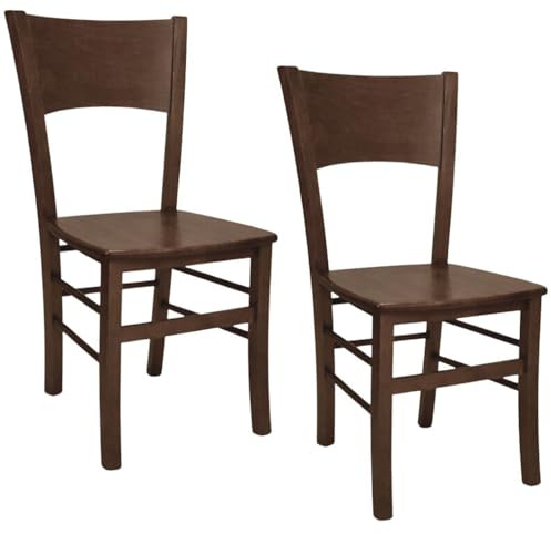OKAFFAREFATTO MADDALONI Lucy Lot de 2 chaises de salle à manger en noyer foncé avec assise en massif