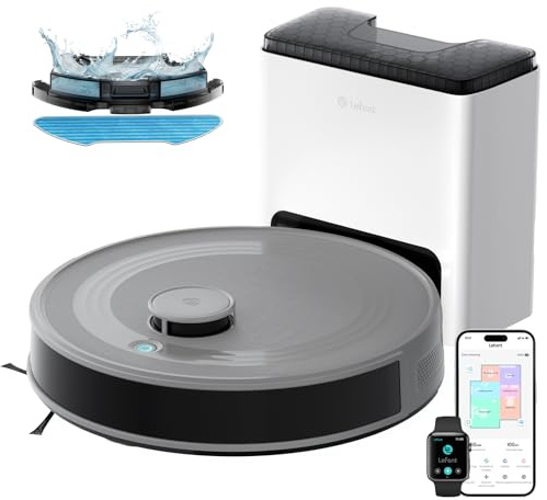 Lefant M2S Plus Robot Aspirador y Fregasuelos con Mapeo, 10000Pa, 240min, Autovaciado para 75 Días, Navegación dToF, Evasión Obstáculos PSD 190°, 5G WiFi/Alexa/App, Gris