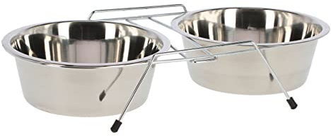 Kerbl Chien et Chat Gamelles Inox et Support 2x450 ml