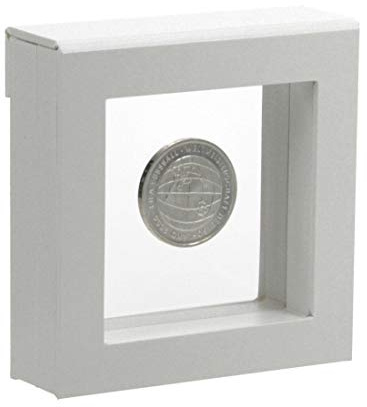 SAFE Schwbische Albumfab Schweberahmen weiß 10 x 10 cm | Kompakter weißer Objektrahmen mit zwei Silikonmembranen, 7 × 7 cm Sichtfenster und freistehender Form.