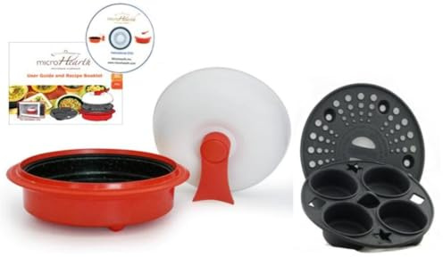 Microhearth 1.5-Quart Nonstick 4-piece Everyday Pan Set for Microwave Cooking, Red