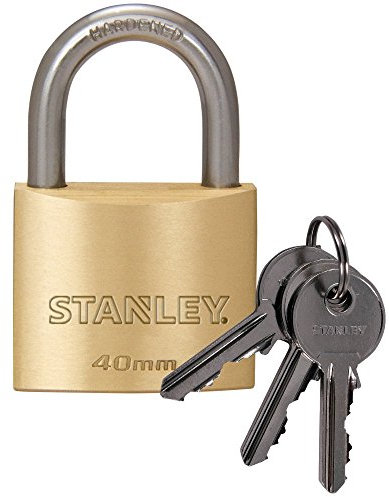 Stanley Lucchetto Arco Standard in Acciaio Cementato, Corpo in Ottone Massiccio 40 mm, 3 Chiavi, S742-031