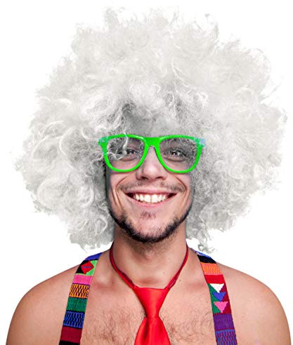 Balinco – XXL Afro Perücke in Weiß Extra große Lockenperücke mit 280g für Herren & Damen – Lustige Afroperücke mit Locken für Karneval, Fasching, Motto Party uvm. – Voluminös & angenehm zu tragen