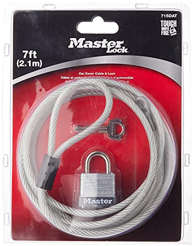 Master Lock 715DAT - Lucchetto Intrecciato in Acciaio Laminato, con Cavo da 2,1 m e Lucchetto Largo 3,8 cm
