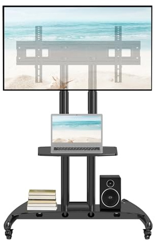 NB North Bayou - AVA1500-60-1P - Supporto TV da pavimento con ruote per schermi LCD LED e TV curvi da 55 a 80 con portata maxima 45.5 kg, Nero