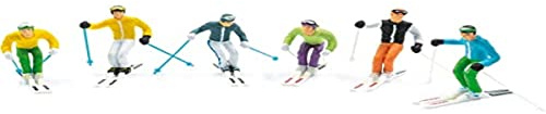 Jaegerndorfer JaegerndorferJC54400 6 Stück Stehfiguren mit Kopf Ski und Stöcken, Maßstab 1:32, Mehrfarbig