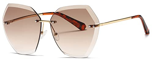 kimorn Sonnenbrillen für Frauen Übergroße randlose Diamant-Schneidlinse Klassisch Eyewear AE0534