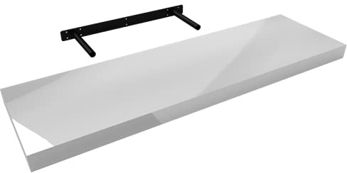 Velano Wandregal - Bücherregal - Schweberegal 79.5x23,5 Weiss Hochglanz | Regal Wand - Regalbrett - Küchenregal - Bücherregal Kinder - Deko Wohnzimmer - GewürzregalHolz - Wanddeko Regale Boho Deko
