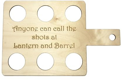 Personalised Shot Glass Carrying Paddle - Engraved Wooden Board with Any Message or Quote - Holds 6 Shots - 28cm x 18cm