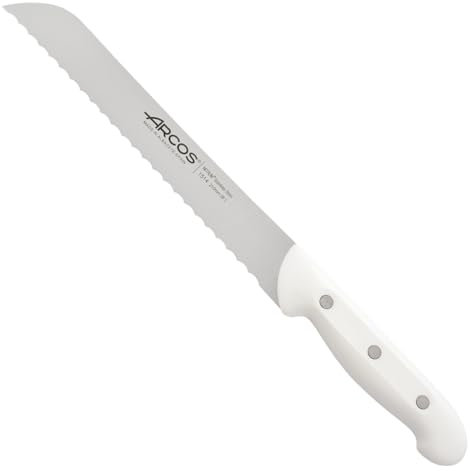 Arcos Artika - Cuchillo Panero - Acero Inoxidable NITRUM Serrada 210 mm - Mango Polipropileno blanco