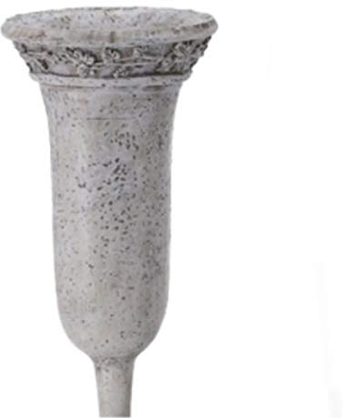Grabvase zum stecken grau Silber mit Efeurand Dekor. Länge mit Stecker 28 cm.