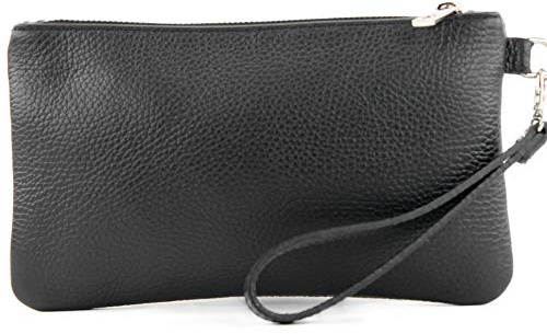 modamoda de T193 Damen Leder Clutch, Handgelenktasche Klein, 22 x 13 cm, Vielfarbig, Handmade in Italy