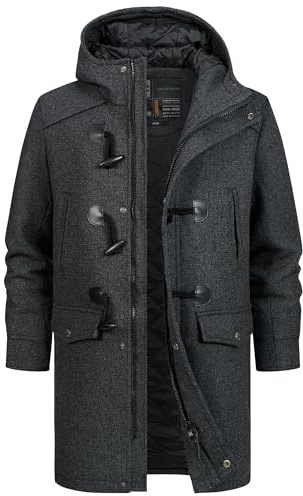 Indicode Uomini Liam Coat | Cappotto duffle Black Mix M