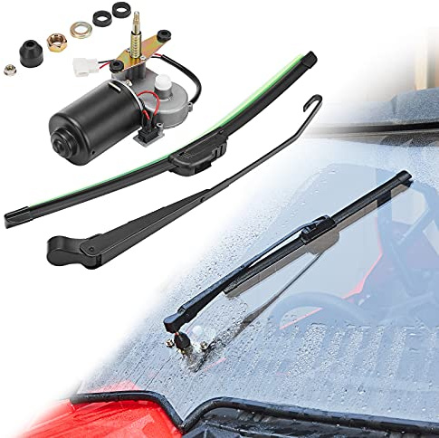 KEMIMOTO UTV Electric Windshield Wiper Motor Kit for Most UTV Compatible with Can Am Defender Pro Compatible with Mule Teryx 16 12V Wiper Blade