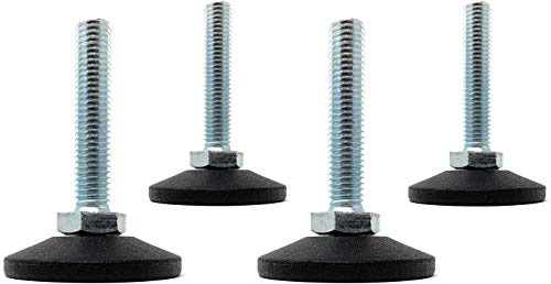 Design61 Lot de 4 vis d'ajustement avec vis de réglage mobile M10 x 50 mm, galvanisées, plaque de 48 mm de diamètre