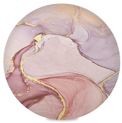 Rosa Marmor Stein Kupfer Metallic Faux Platzsets Rund Abwaschbar Tischsets 1er/4er/6er Set Hitzebeständig und rutschfest Platzset für Küche Party Esstisch 39cm