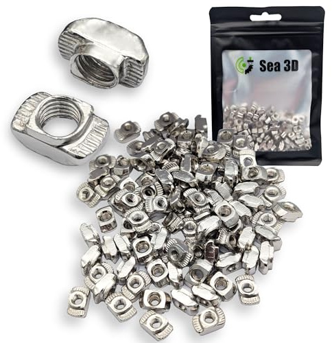 Sea 3D 100 Stück M3 Hammermutter Nut 6 aus verzinkten Stahl rostfrei, 2020 Aluprofil Hammerkopfmutter T-Nut Nutenstein
