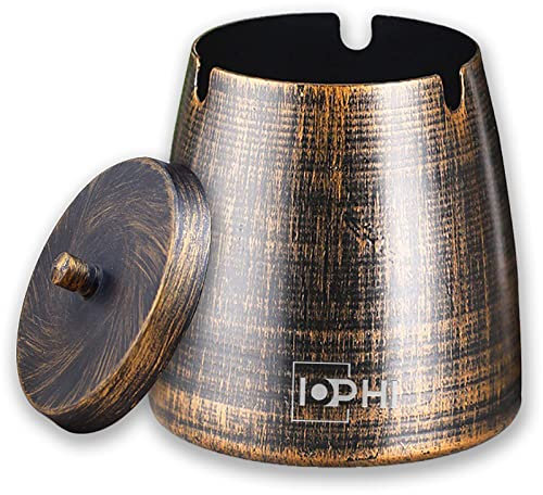 Aschenbecher mit Deckel, geeignet für den Innen- und Außenbereich, Edelstahl Windaschenbecher für Zigarettenreste und Asche im Garten, Bar, Büro (Medium)