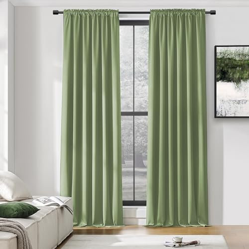 DONREN Patio Door 108 Inches Long Curtain Panels - Ceiling to Floor Extra Long Drape Curtains Window Treatment for Sliding Glass Door (Sage,2 Pieces,W 52 x L108 inches)
