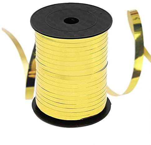 GAKA FAVOR Geschenkband Ballonband Gold, 500 Meter Ringelband 5 mm zum Basteln Dekorieren & Verpacken von Geschenken zu jedem Anlass