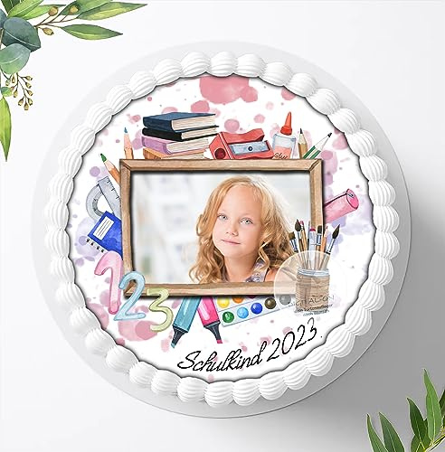 Tortenaufleger für Fototorte zum Schulanfang mit Ihrem Foto, Tortenbild Fondant Ø 20cm / 0141z