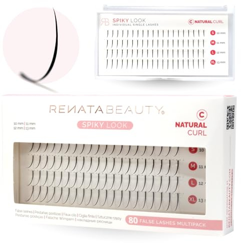 Renata Beauty SPIKES LASH EXTENSIONS – 3 Größen Einzelwimpern 11/12/13mm – synthetische individuelle Kunstwimpern – Wimpernverlängerung Matt Schwarz – Fake Lashes Set mit 80 St.