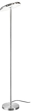 Stehlampe dimmbar LED Stehleuchte silber Deckenfluter dimmbar, Tastdimmer, Spot schwenkbar, 1x LED 21W 1700lm 3000K, DxH 28 x 140 cm cm