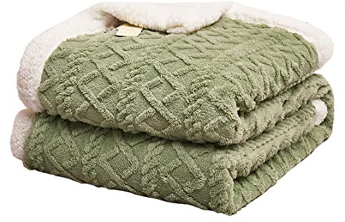 Hayisugal Flauschige Sherpa Kuscheldecke - hochwertige Schafdecke, super weiche Fleecedecke als Sofadecke, Tagesdecke oder Wohndecke Couchdecke Sofa überwurfdecke, Grün, 100 x 150cm