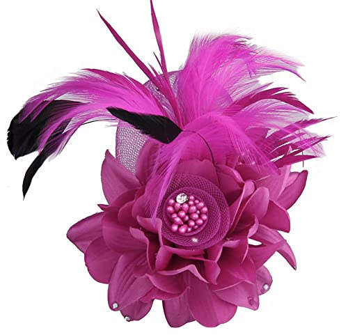 Accesorios para El Cabello, Broche Vintage de Tela de Malla de Plumas,pinza para Pelo de Plumas Broches de Bisuteria, Decoraciones para Boda Banquete Celebración Favores