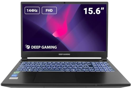 DeepGaming Nubian Pro 15 - Ordenador Portátil Gaming 15.6 FullHD 144Hz (Intel Core 7-250H, 64GB RAM DDR5, 2TB SSD + 4TB SSD, Nvidia RTX 5060 8GB, Windows 11 Pro) Negro - Teclado QWERTY Español