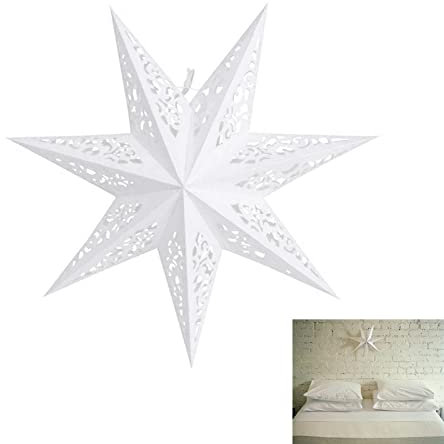 Farol de estrella de papel para colgar, pantalla de estrella, decoración de estrellas, linternas blancas para bodas, Navidad, vacaciones, cumpleaños, fiesta, decoración del hogar