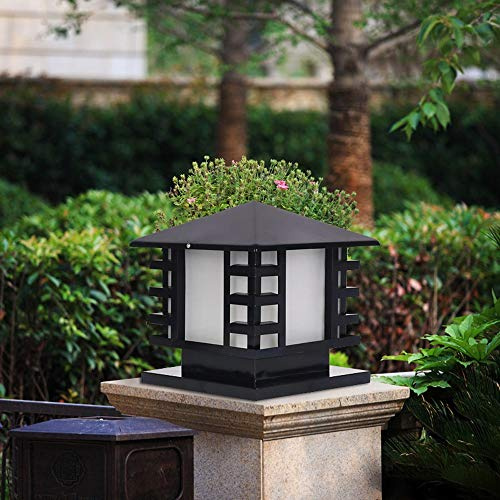 Lampade a colonna in acciaio inossidabile nero E27 Lampione stradale stigma quadrato esterno Decorazione impermeabile Lampada a colonna Lampione Lampione Lampione Patio Giardino Villa Lampada da