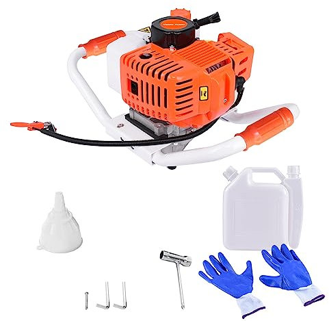 Kripyery Post Hole Digger without Drill Bit, 63cc Gas Powered Post Hole Digger, 2-Stroke Gas Powered Cordless Earth Auger Digger, Auger Digging Drill, Earth Digger for Farm Garden Plant(UK Delivery)
