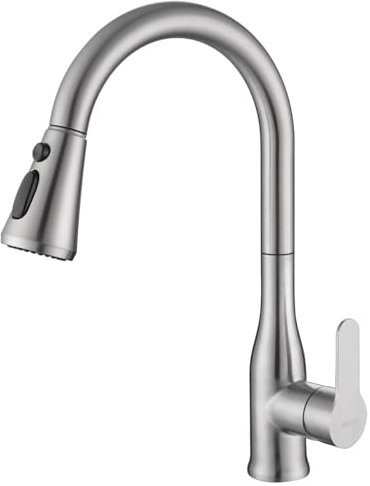 ONECE Rubinetto Cucina con Doccetta Estraibile a 3 Modalità, Miscelatore Monocomando Lavello Girevole a 360°, Rubinetti Estensibile, Acciaio Inox 304, Acqua Fredda e Calda, Spazzolato