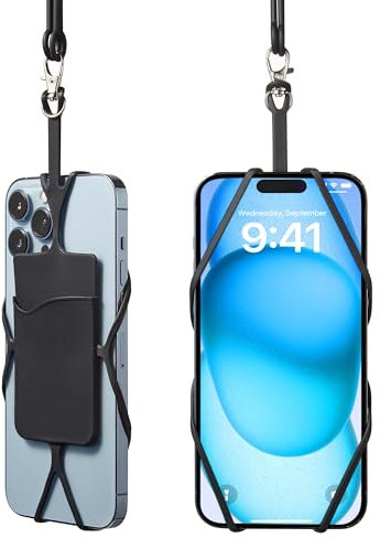 Kinizuxi 2 Packs Cordino per Telefono con Tasca per Carte, Silicone Cordino per Cellulare Universale, Regolabile Cordino Tracolla per iPhone Huawei Samsung e Tutti Gli Smartphone