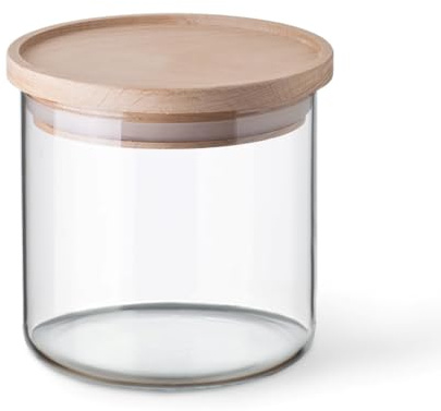 Vorratsglas mit Holzdeckel, Fassungsvermögen 0,50 l, Maße 96/95 mm, Borosilikatglas, sehr hohe Widerstandsfähigkeit 5162/LW SIMAX