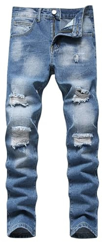 Genérico Pantalones Vaqueros Rotos Hombre Tallas Grandes Basic Simple Pantalon con Bolsillo Resistente Al Aceite Cómoda Jeans Pants