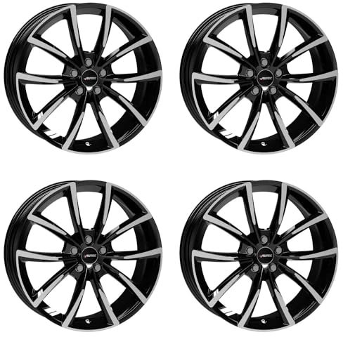 4x AUTEC Felgen Alufelgen ASTANA 8.0x19 ET42 5x108 Schwarz poliert kompatibel mit Volvo XC40 V60 S60 V50 XC60 S80 C40 EX40 XC90 V70 V90 S90 XC70 C3